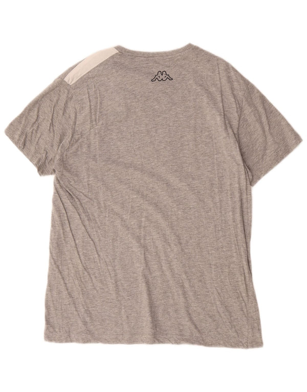Kappa Hombre Camiseta Gráfica Top XL Gris Colorblock Algodón
