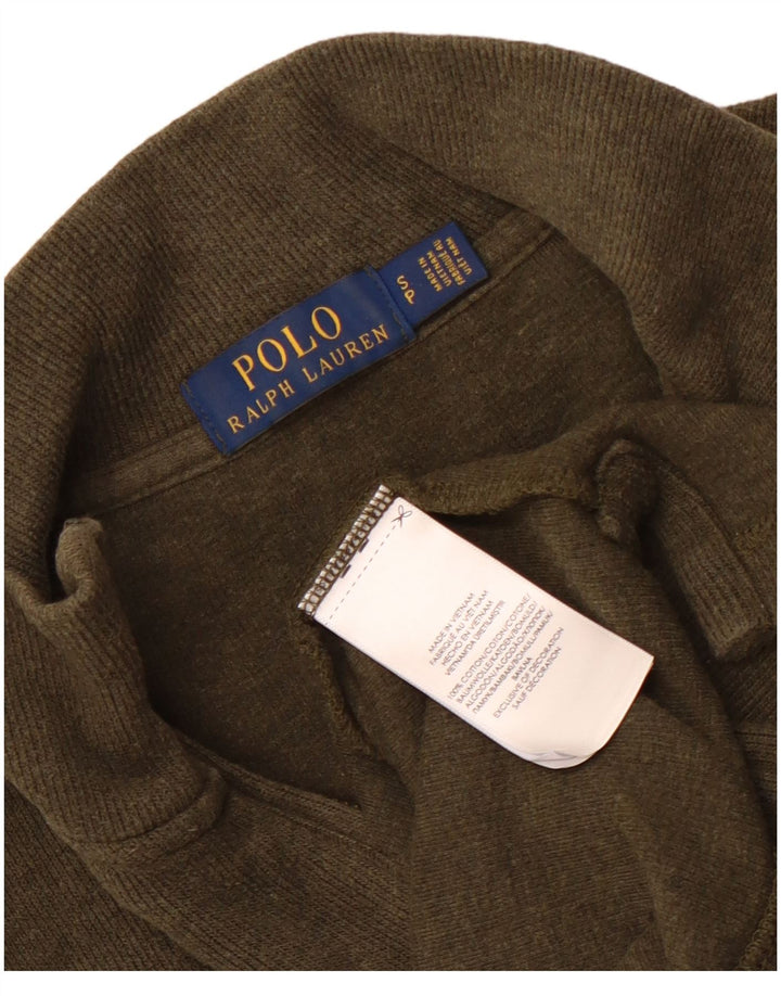 Polo Ralph Lauren - Sudadera con cuello y cremallera para hombre, talla pequeña, algodón caqui
