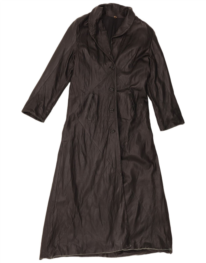 Abrigo de cuero vintage para mujer IT 46 Cuero negro grande