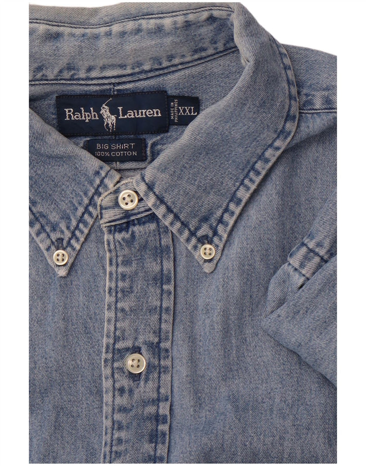RALPH LAUREN Camisa vaquera talla grande para hombre 2XL Algodón azul