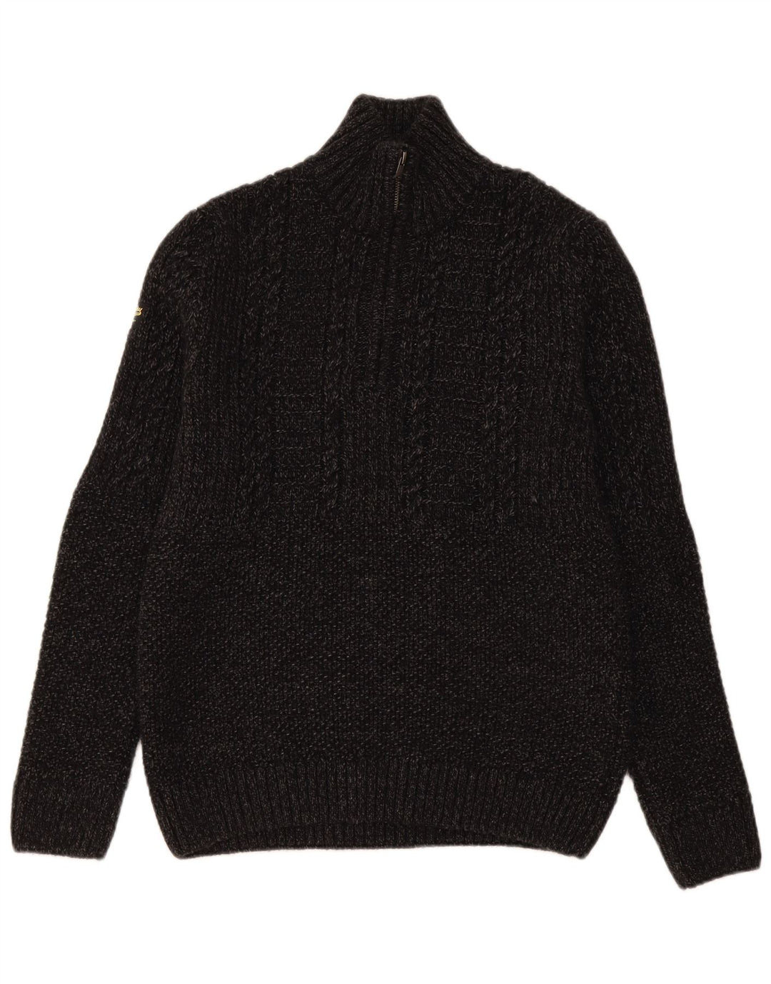 Superdry Jersey con cuello y cremallera para hombre, acrílico moteado en gris medio