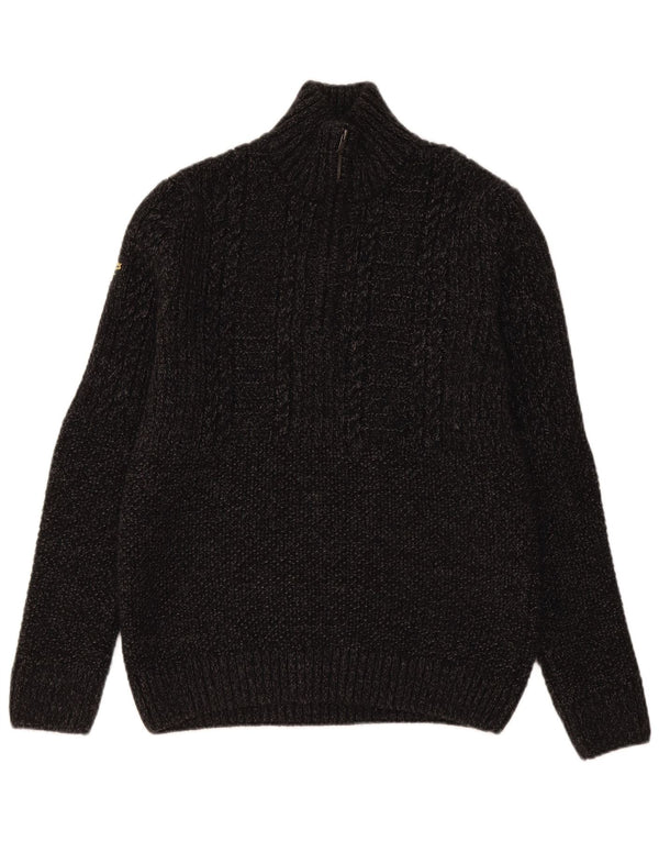 Superdry Jersey con cuello y cremallera para hombre, acrílico moteado en gris medio