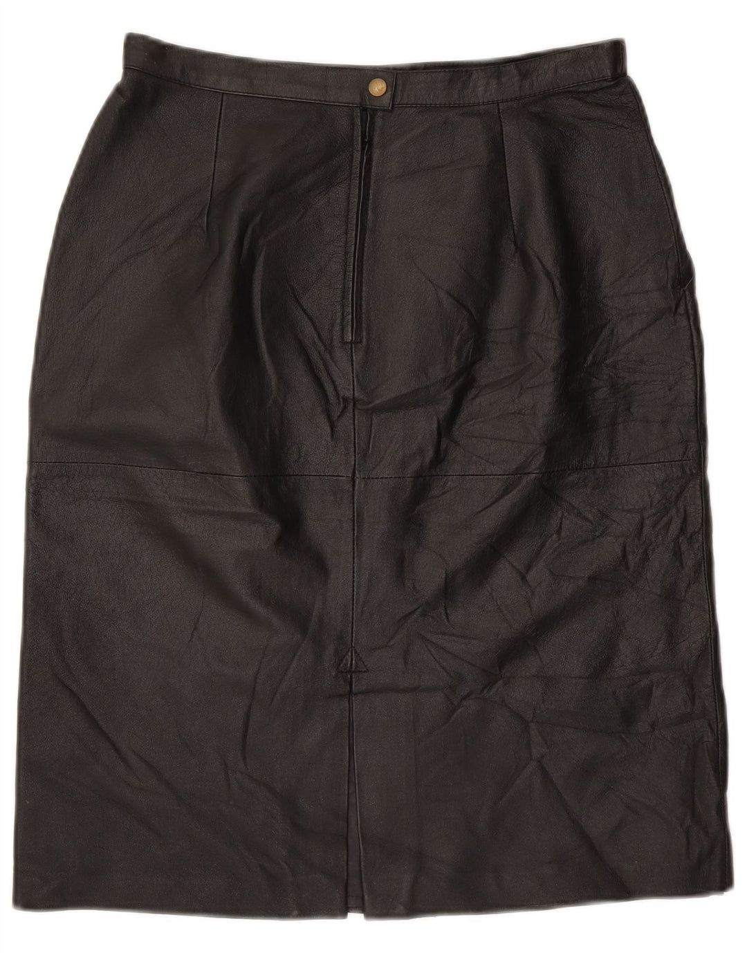 Vintage mujer falda de cuero Reino Unido 16 grande W30 cuero negro