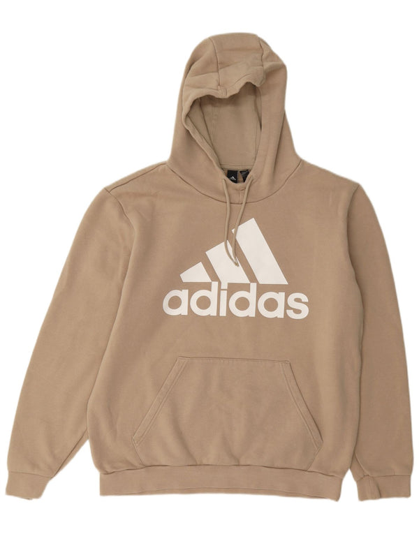 Adidas Sudadera con capucha gráfica para hombre UK 44/46 Large Beige Cotton