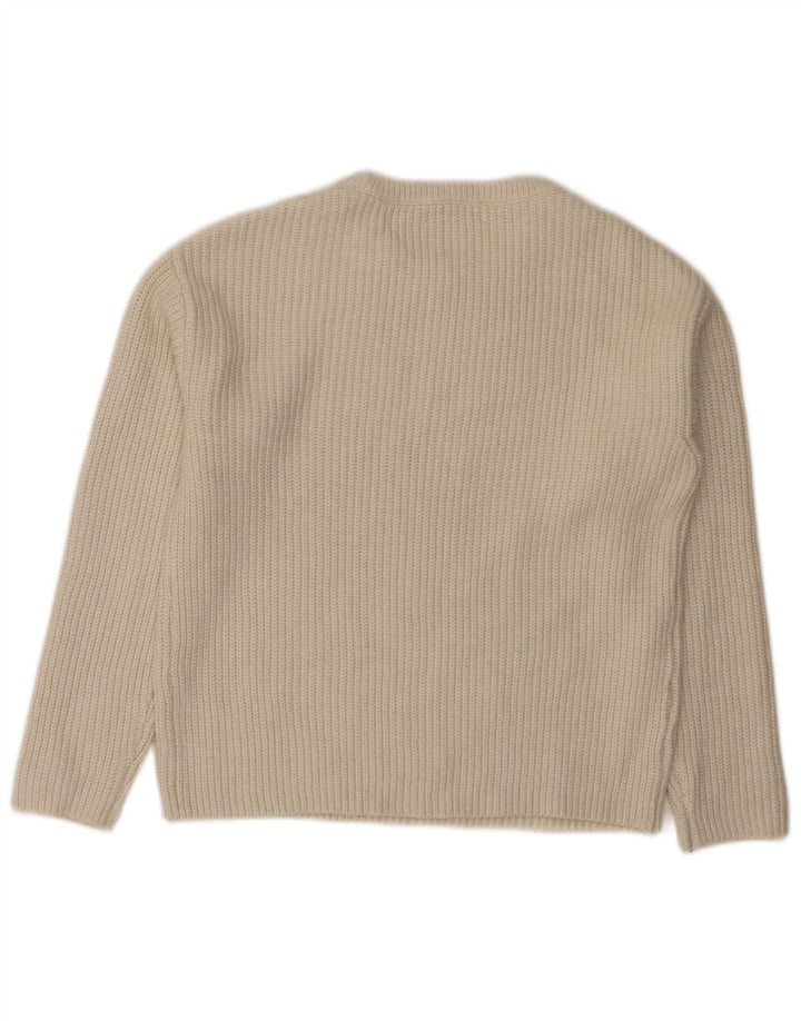 Marks & Spencer Jersey de cuello redondo para hombre pequeño poliéster blanco roto