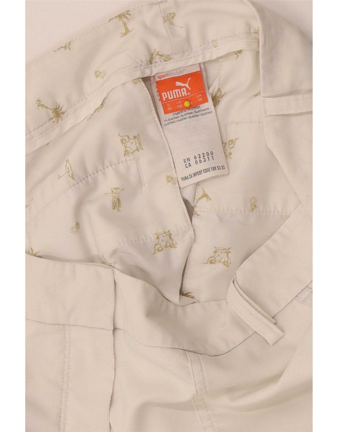 Puma Pantalones chinos ajustados para mujer UK 10 Small W32 L28 Poliéster blanco