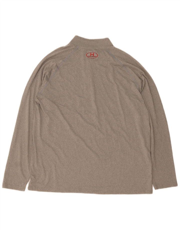 Under Armour Hombre Heat Gear Zip Neck Jersey Chándal Top XL Gris