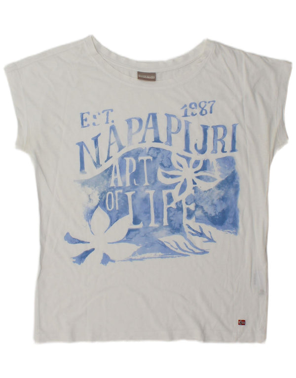 Napapijri Camiseta gráfica para mujer Top UK 44 Medium White