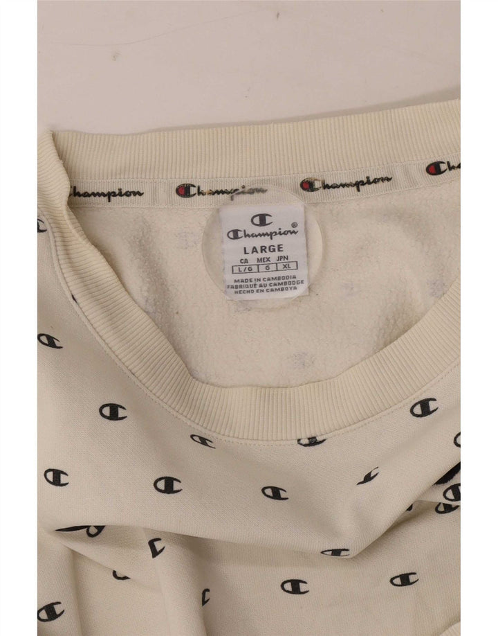 Champion Sudadera con gráfico para niños 11-12 años Grande Blanco Manchado