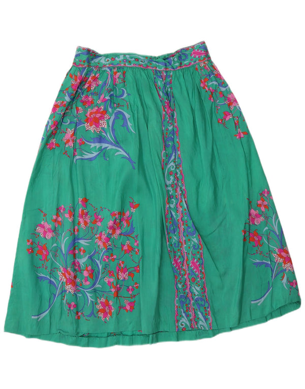 Falda acampanada vintage para mujer W28 Floral verde medio