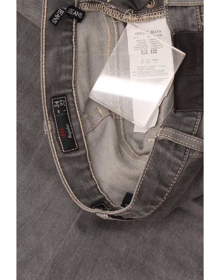 Vaqueros Armani Mujer Regular Rectos W34 L32 Algodón Gris