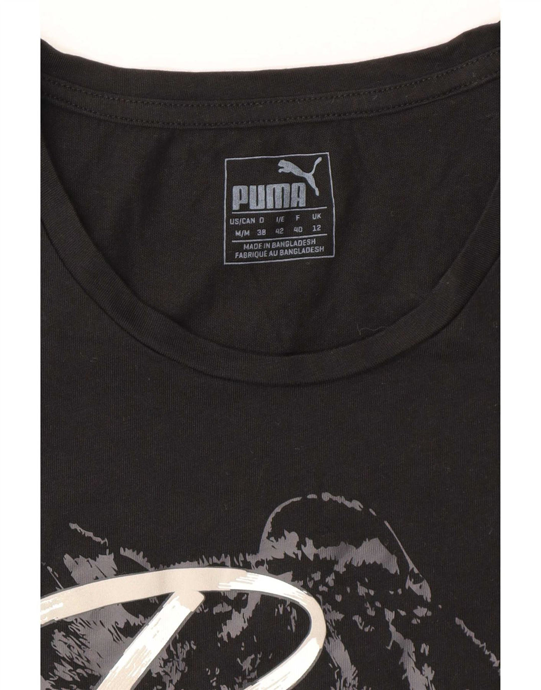 Puma - Camiseta gráfica para mujer, talla 40, talla M, color negro