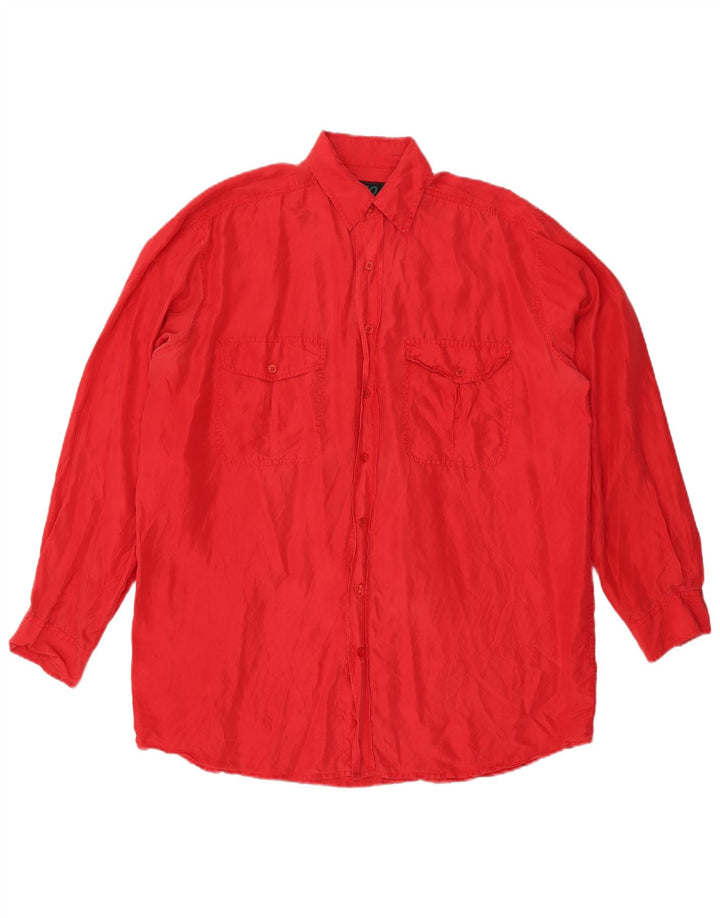 Camisa VINTAGE para hombre Seda roja mediana