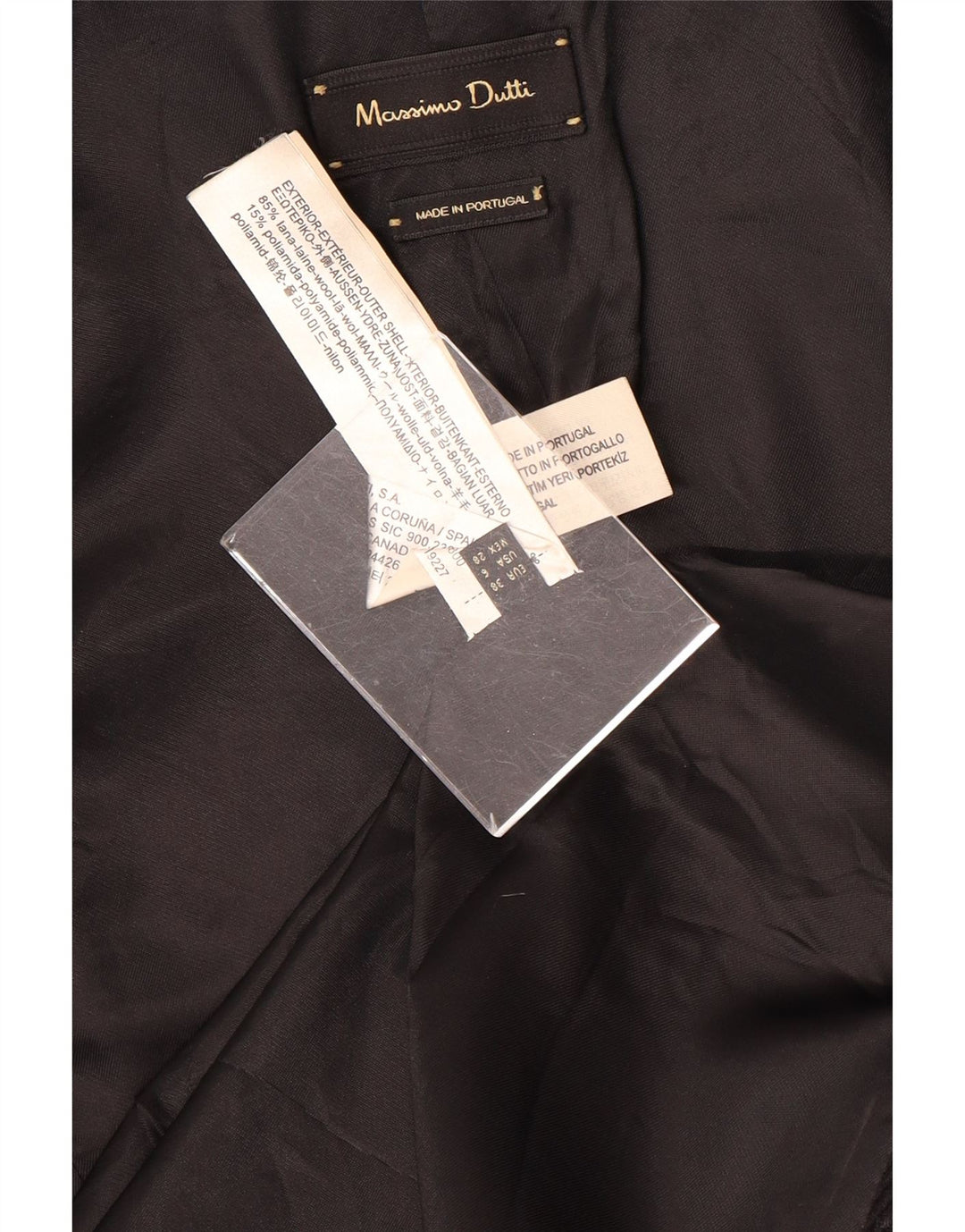 Massimo Dutti Abrigo Cruzado Mujer EU 38 Small Lana Negra
