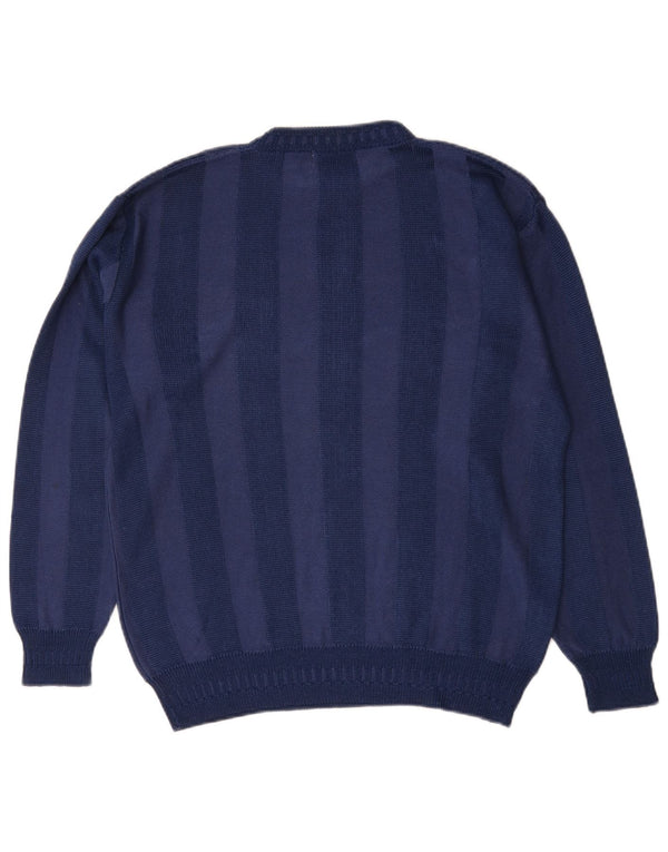 NANI BON Jersey de cuello redondo para hombre IT 48 Rayón a rayas azul marino mediano