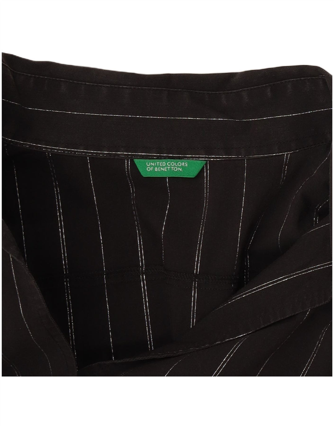 Camisa Benetton Mujer ES 46 Grande Negro Rayas