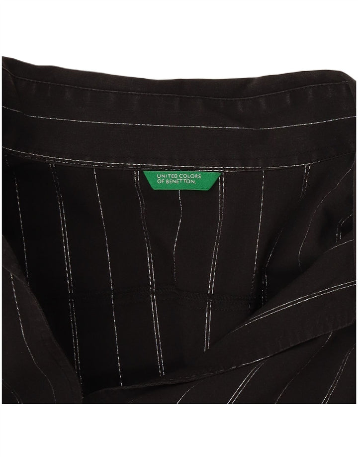 Camisa Benetton Mujer ES 46 Grande Negro Rayas