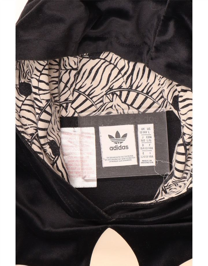 ADIDAS Jersey con capucha de terciopelo gráfico para niñas 13-14 años Negro