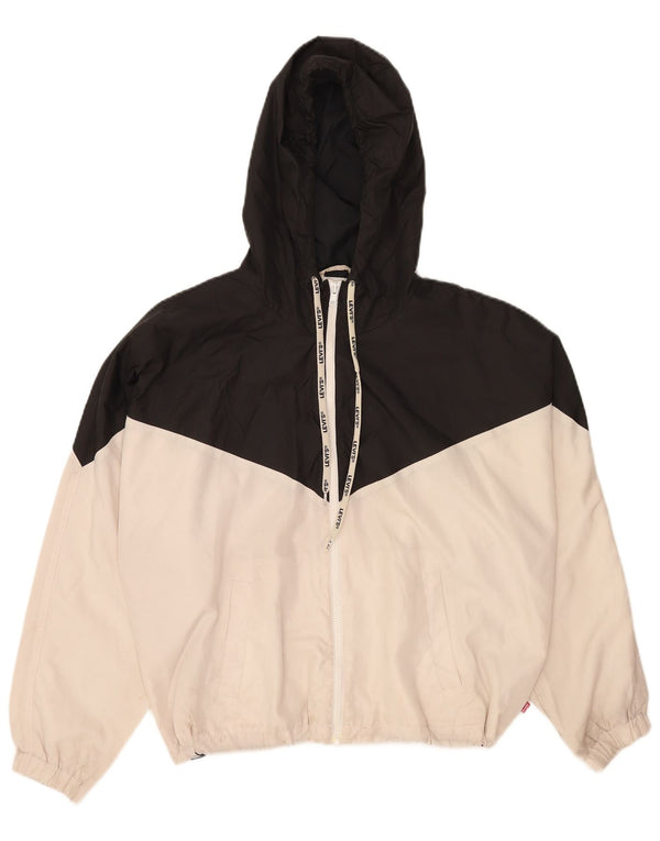 Levi's Chaqueta corta de chándal con capucha para mujer UK 40 XL Colorblock negro