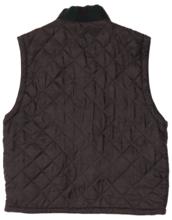 Vintage hombres acolchado chaleco Reino Unido 38 medio negro