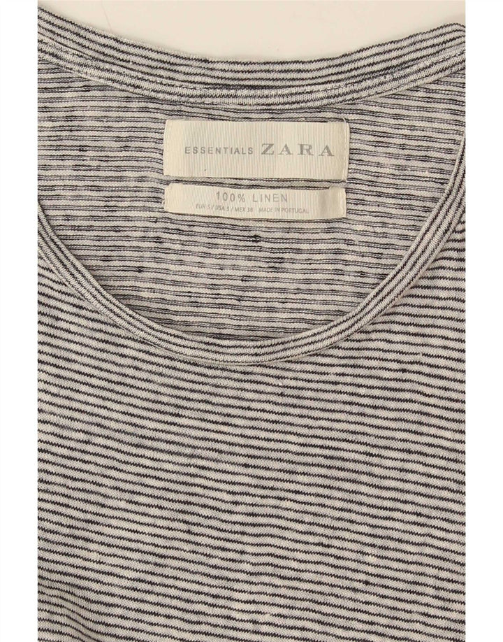 Zara Hombre Camiseta Top Small Blanco Rayas Lino