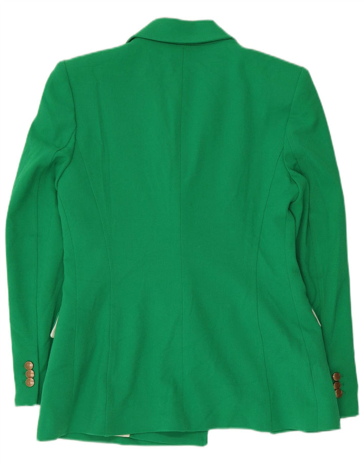 Zara Mujer Chaqueta Blazer De Doble Botonadura UK 42 Poliéster Verde Medio