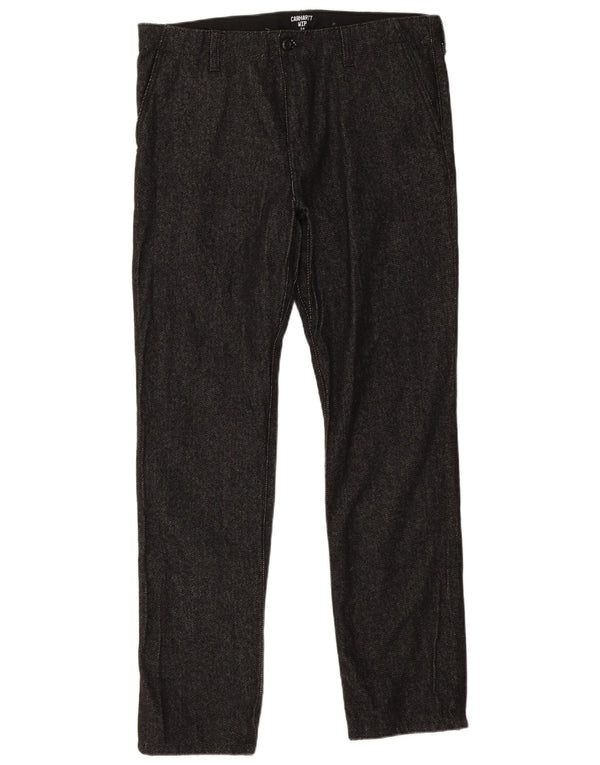Carhartt Mens Wip Slim Chino Pantalones W34 L31 Algodón Negro