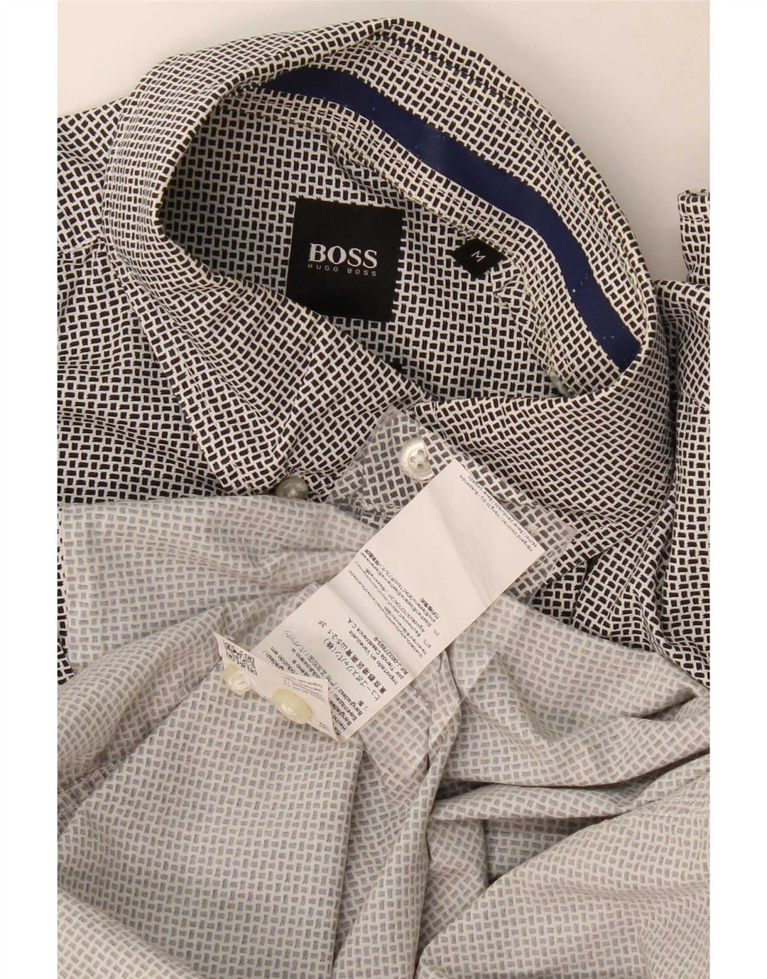 Camisas HUGO BOSS Hombre | Camisa de corte regular de algodón geométrico negro mediano