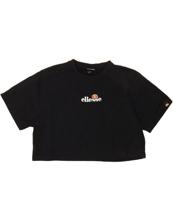 ELLESSE Womens Crop Graphic T-Shirt Top UK 14 Large Black