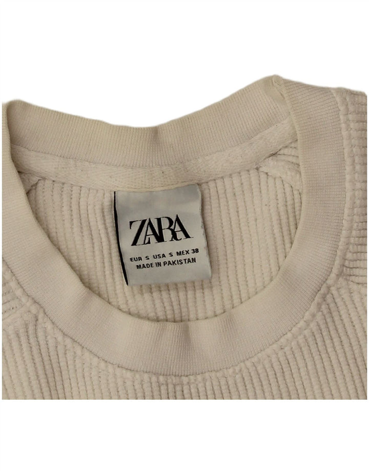 Zara Camiseta Extragrande para Mujer Top UK 10 Small White Cotton
