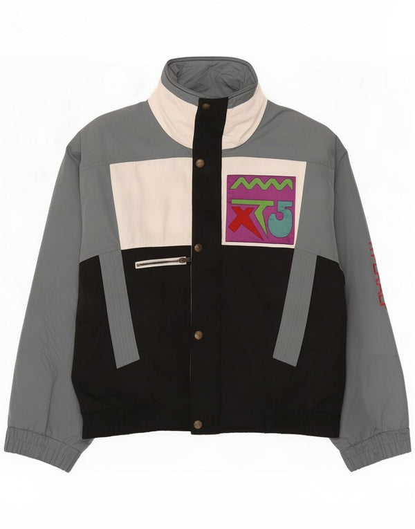 Vintage hombres cortavientos chaqueta Reino Unido 42 XL gris colorblock