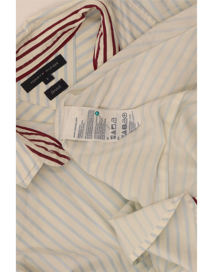 Tommy Hilfiger Camisa para mujer US 6 Mediana Blanco Rayas Algodón