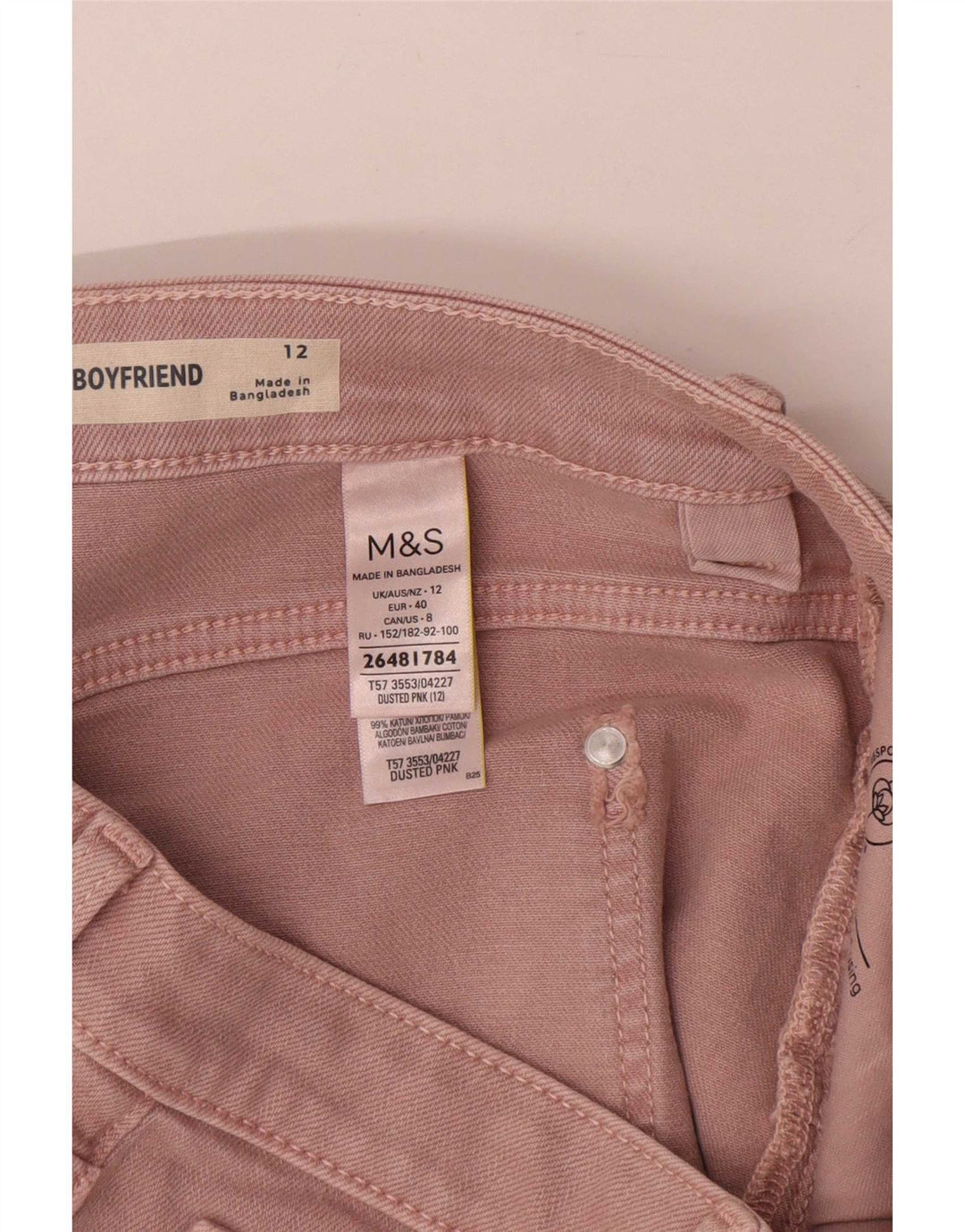 Marks & Spencer Pantalones cortos vaqueros para mujer UK 12 Medium W30 Algodón rosa