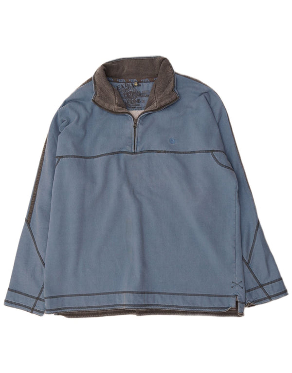 Sudadera con capucha y cuello con cremallera para hombre Fat Face Jersey XL Azul Algodón