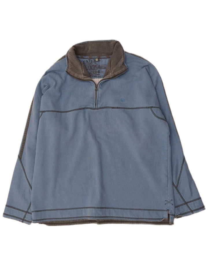 Sudadera con capucha y cuello con cremallera para hombre Fat Face Jersey XL Azul Algodón