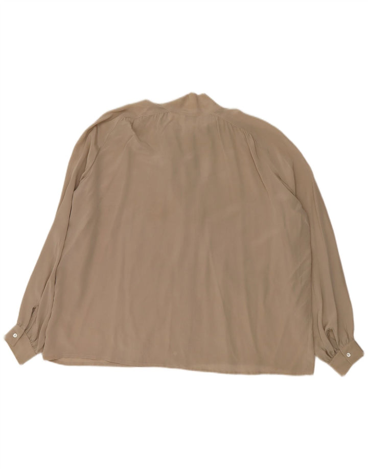Padovanelle Blusa de mujer de gran tamaño con lazo frontal IT 50 XL Seda Beige