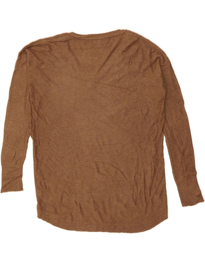 MOSSIMO Womens Oversized V-Neck Jumper Sweater UK 14 Medium Brown Nylon Vintage Mossimo and Second-Hand Mossimo from Messina Hembry 