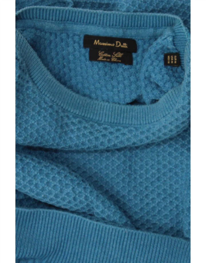 Jersey Massimo Dutti Hombre Cuello Barco Algodón Azul Medio