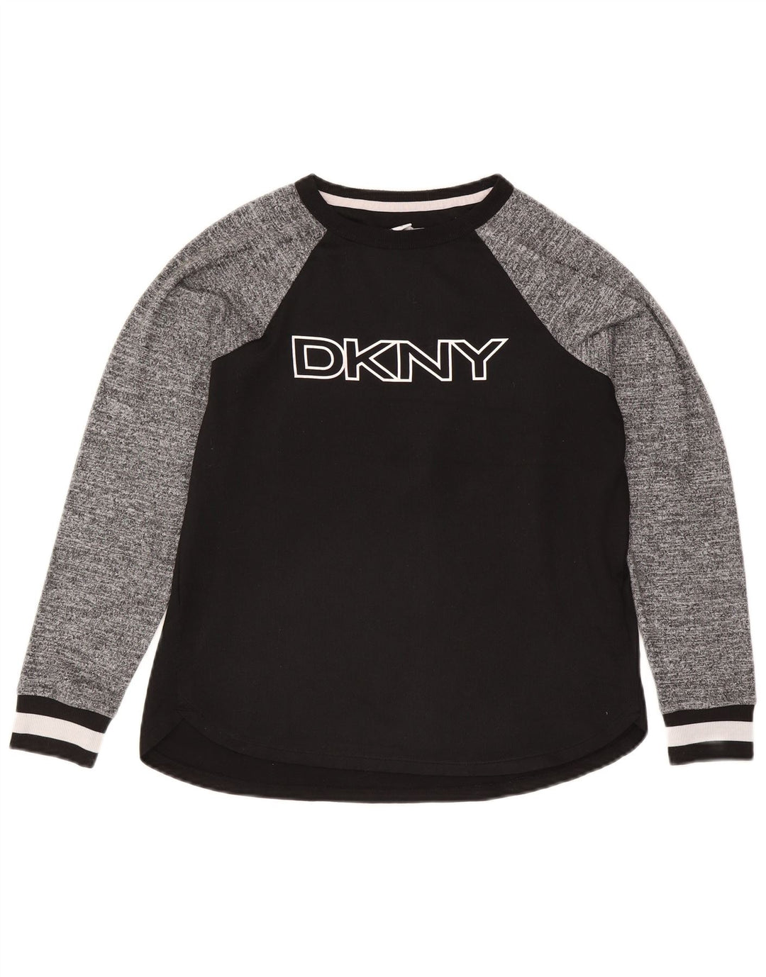 Dkny Top gráfico para mujer de manga larga UK 40 Small Black Colourblock Poliéster