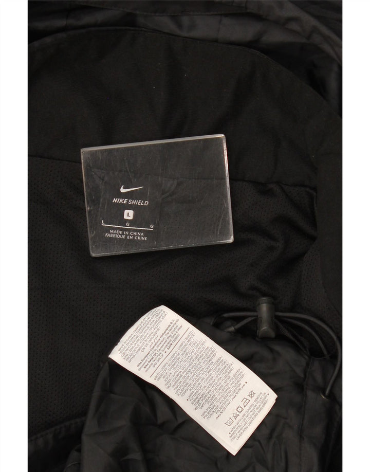 Nike - Chaqueta impermeable con capucha para hombre, talla 40, poliéster negro grande