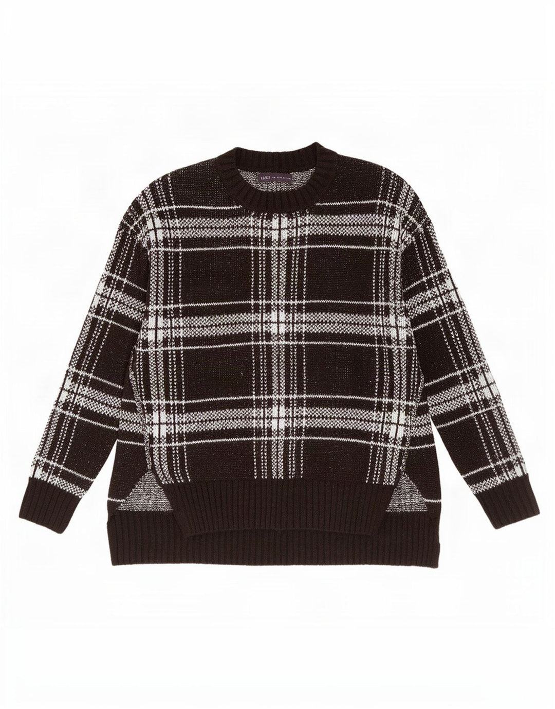 Marks & Spencer Suéter tipo jersey con cuello barco para mujer UK 44 Medium Black Check