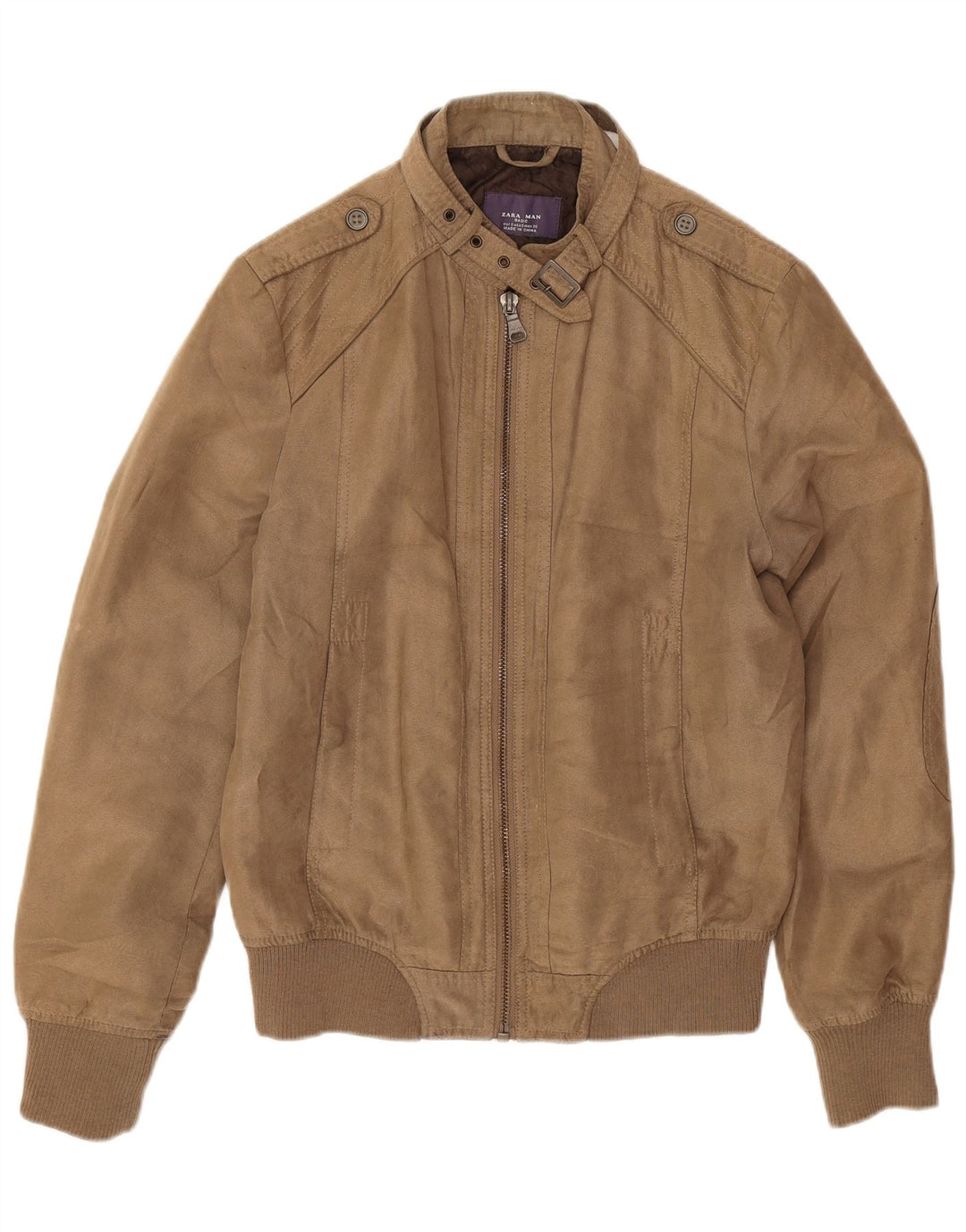 Zara Chaqueta Bomber Militar para Hombre UK 36 Small Marrón