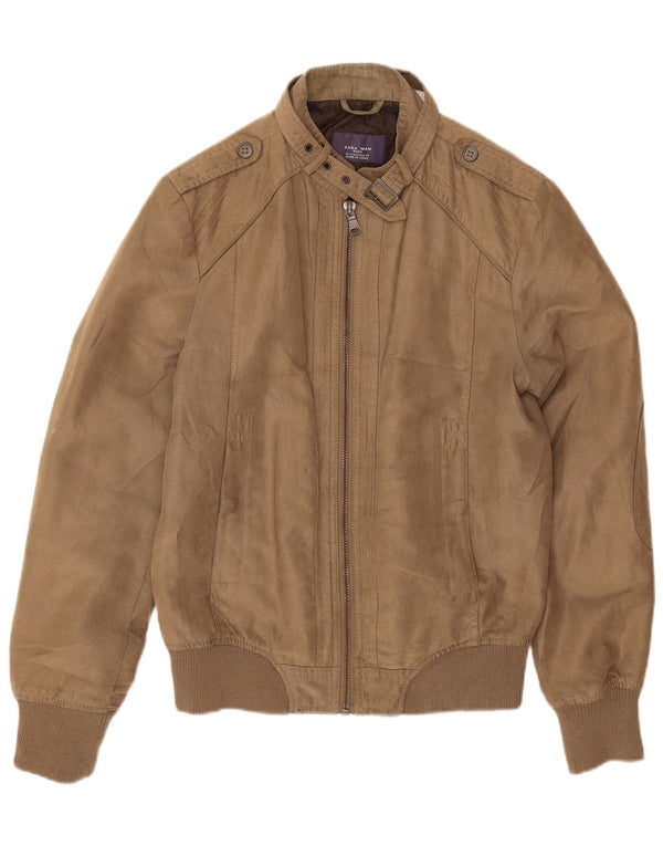 Zara Chaqueta Bomber Militar para Hombre UK 36 Small Marrón