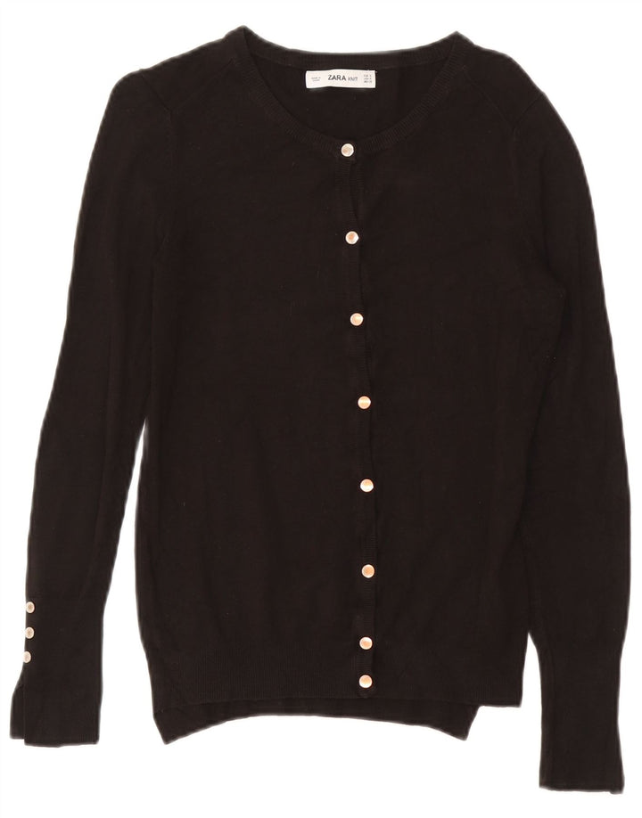 Zara Mujer Cárdigan Suéter UK 10 Small Viscosa Negra