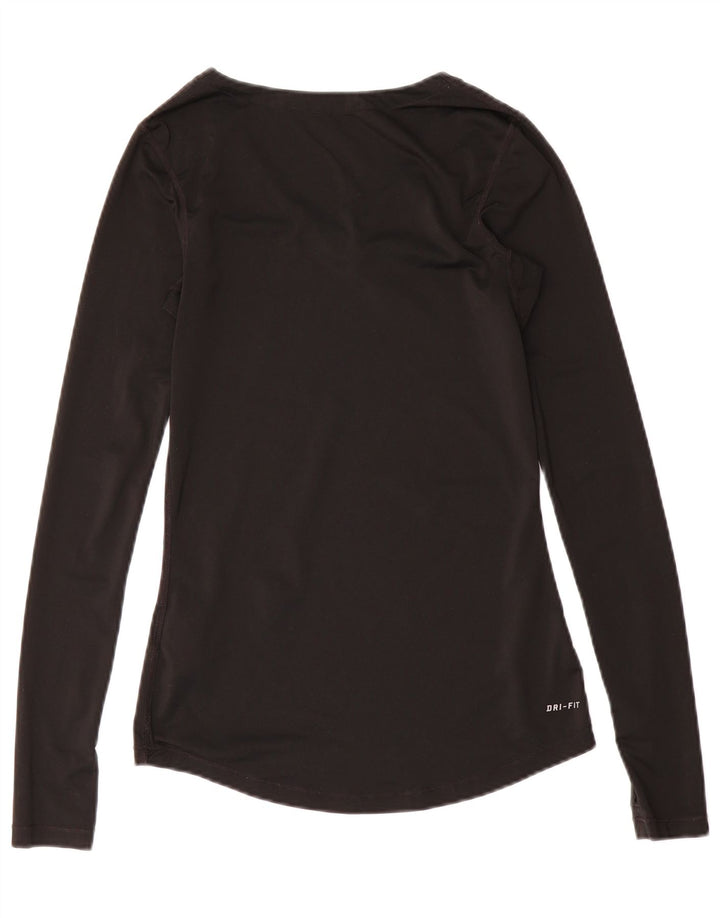 Nike Mujer Dri Fit Top Manga Larga UK 8 Pequeño Poliéster Negro