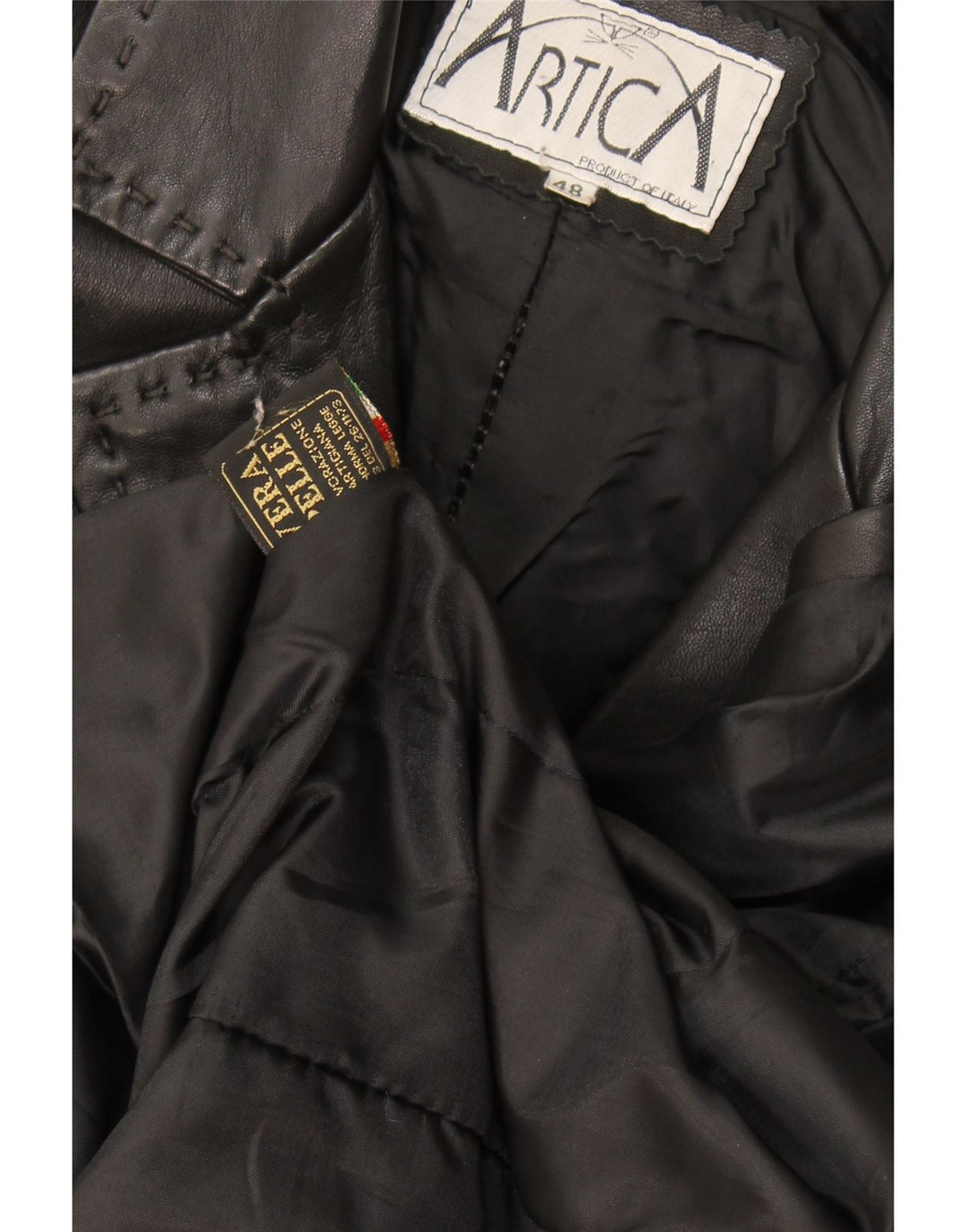 Abrigo de cuero vintage para mujer IT 48 XL cuero negro