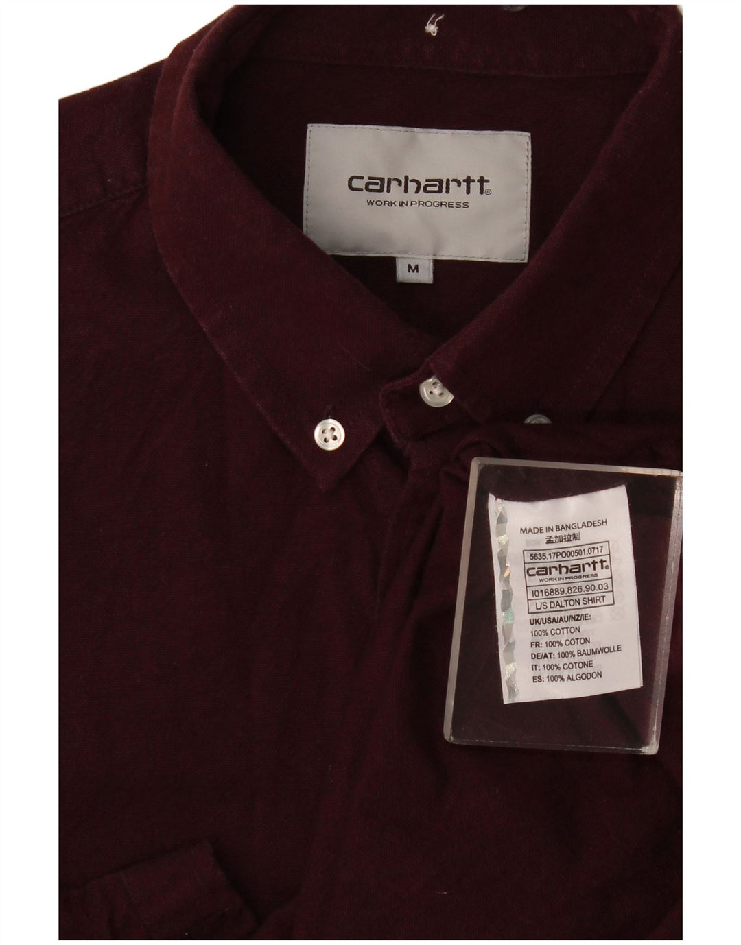 Camisa Carhartt Hombre Algodón Burdeos Medio