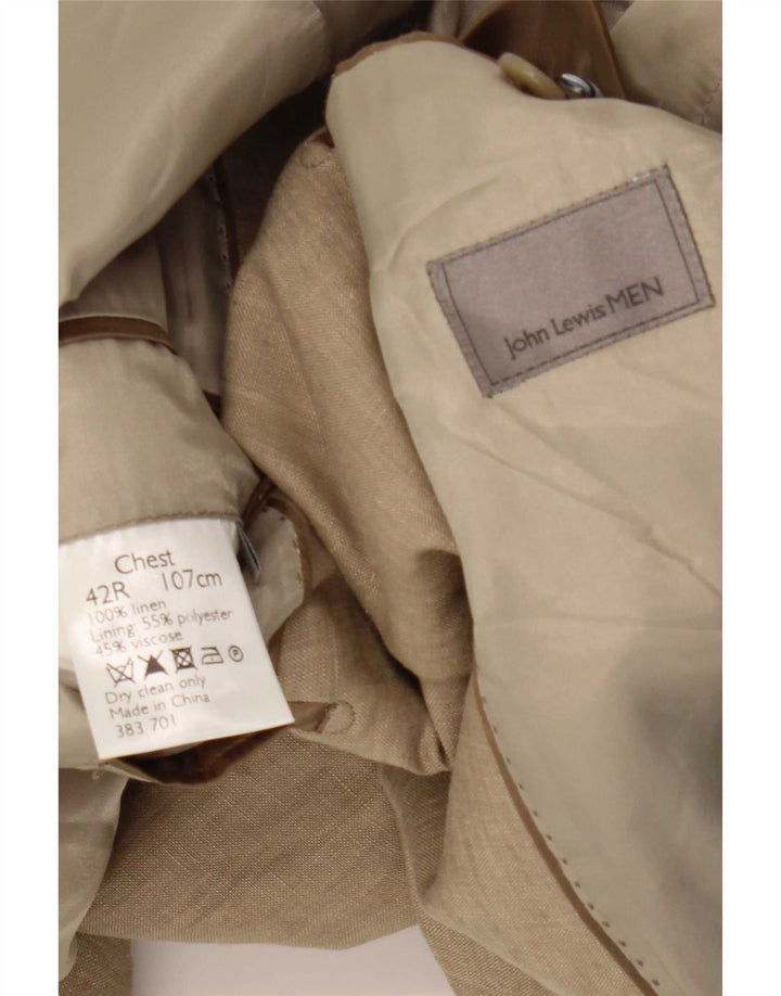 John Lewis Chaqueta tipo blazer de 2 botones para hombre UK 42 XL Beige Linen