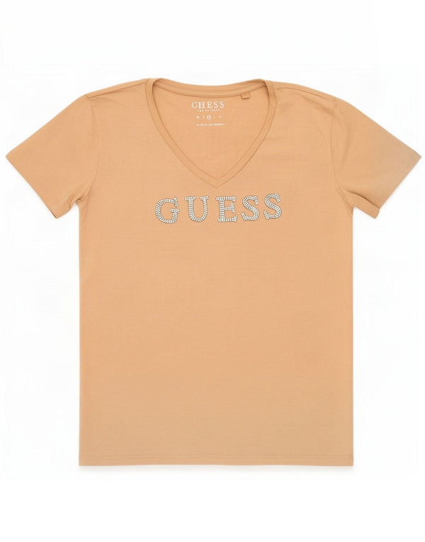 Guess Camiseta gráfica para mujer Top UK 42 Algodón beige medio