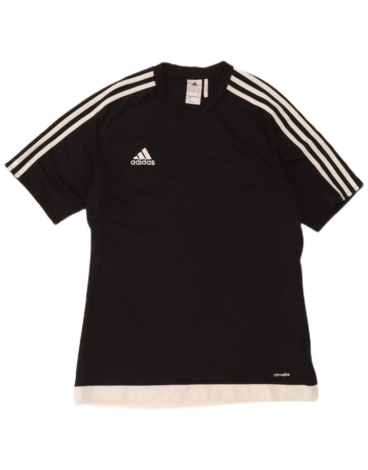 Adidas Hombre Climalite Camiseta Top Medio Negro Colorblock Poliéster